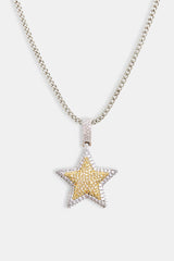 Iced CZ 2 Tone Star Pendant