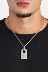 Iced CZ Padlock Pendant