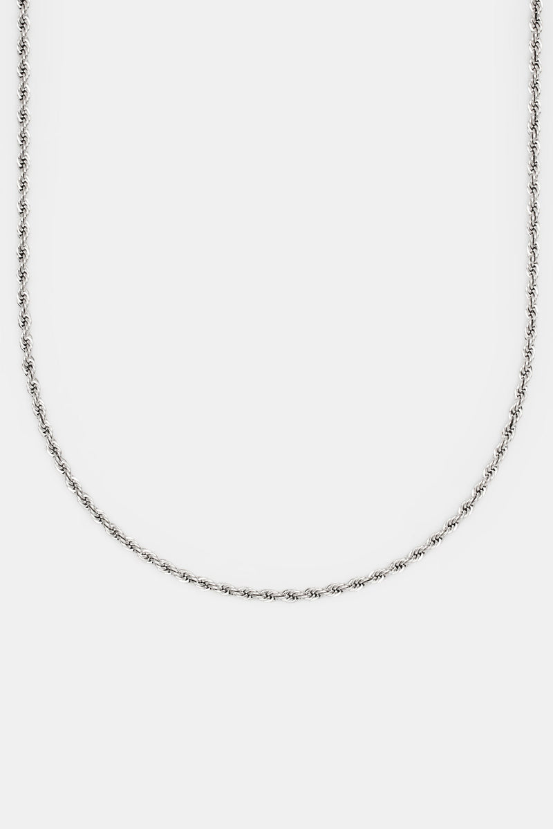 Womens Sterling Silver 3mm Rope Chain