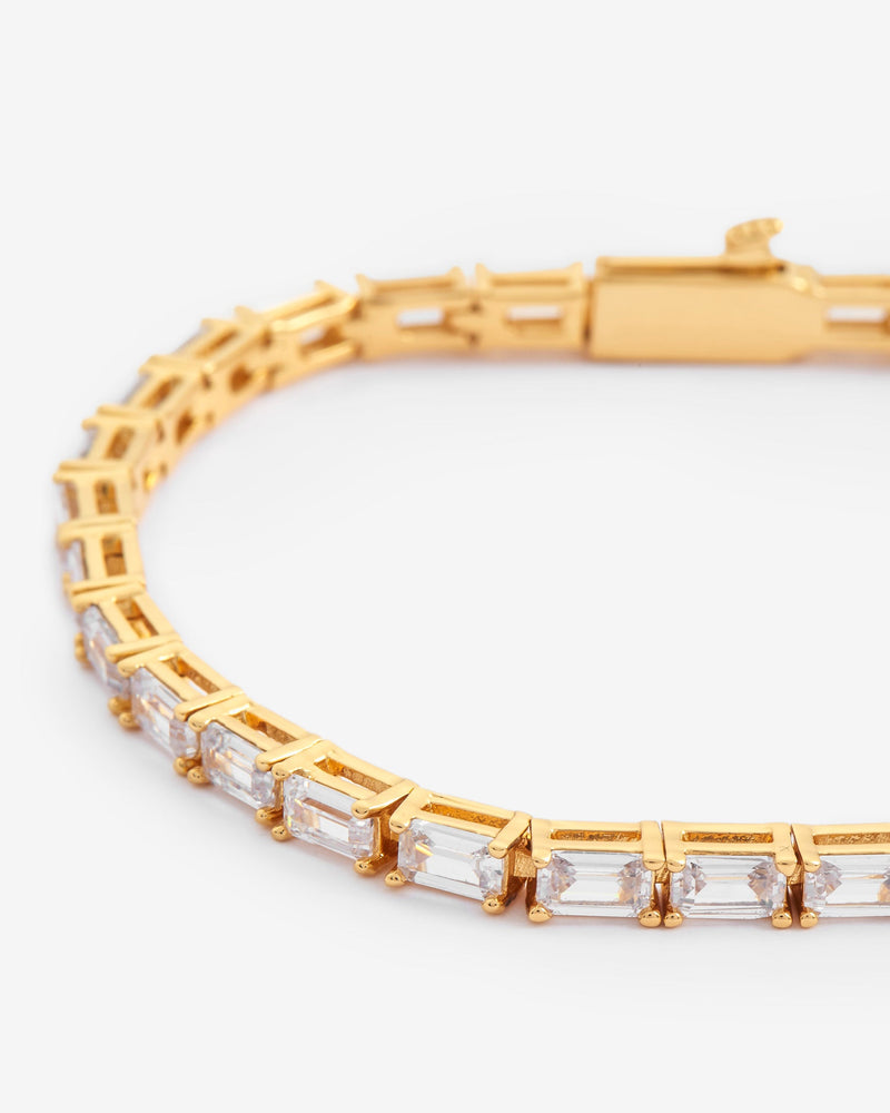 3mm Rectangular Tennis Bracelet - Gold