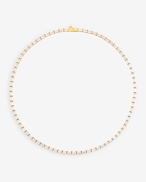 3mm Rectangular Tennis Chain - Gold