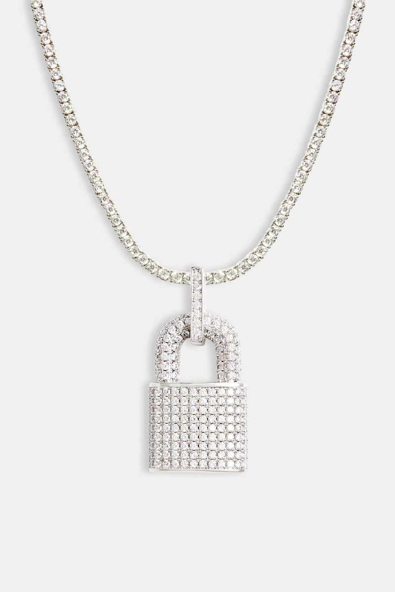 Iced CZ Padlock Pendant