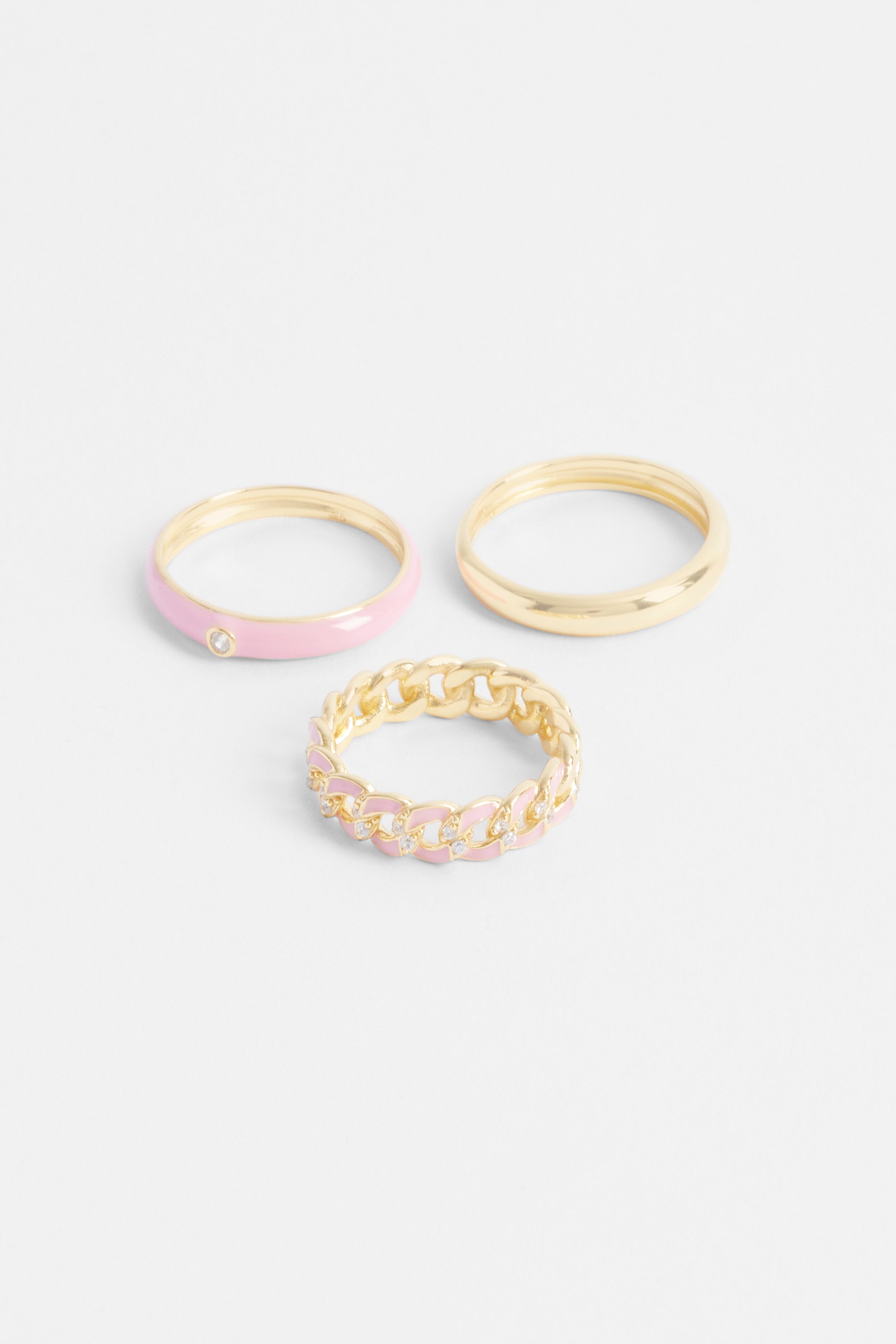 Mixed Pink Rings 3 Pack Mixed Pink Enamel Rings - Gold – Cernucci US