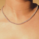 3mm Tennis Necklace - Pink & White - Cernucci