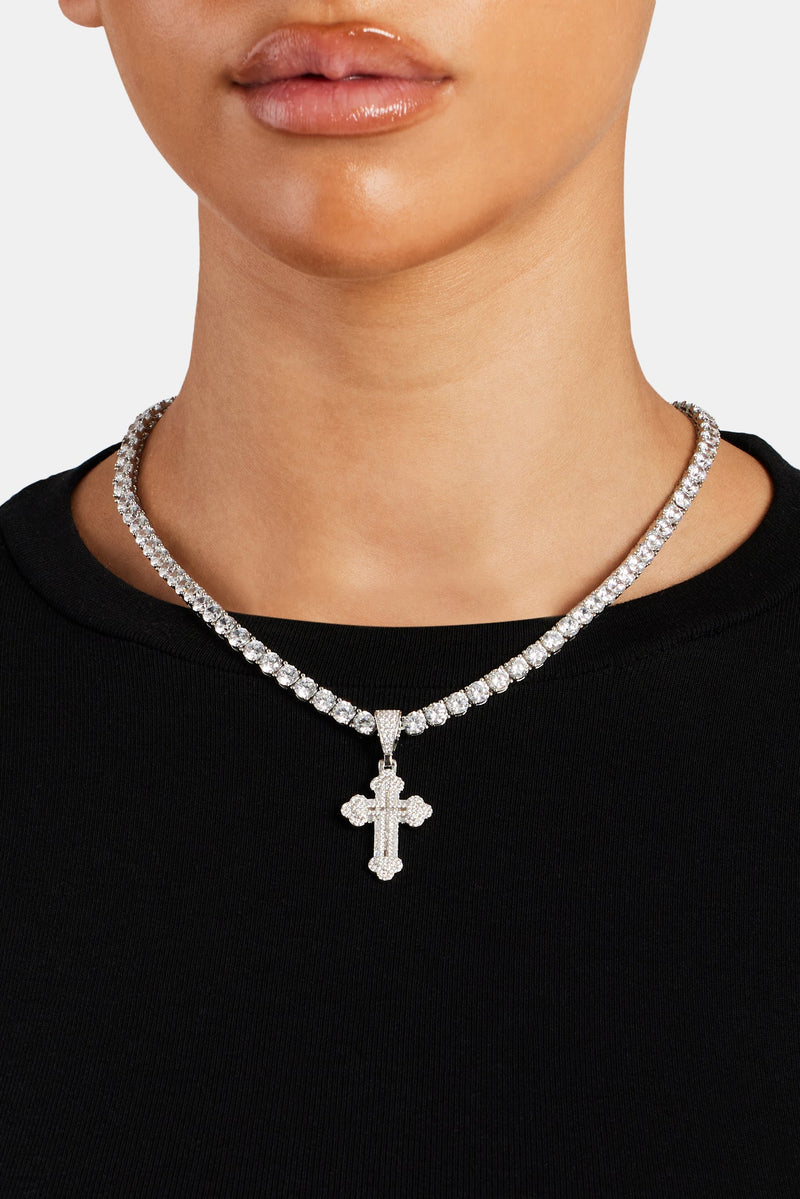 40mm Micro Iced CZ Pave Cross Pendant