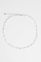 4mm Freshwater Pearl & Blue Toned Bead Necklace