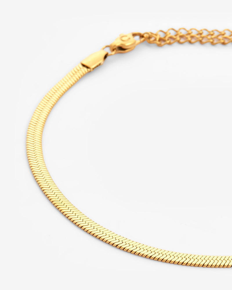 4mm Herringbone Anklet - Gold