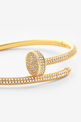 Gold Plated 4mm Iced CZ Pave Bangle