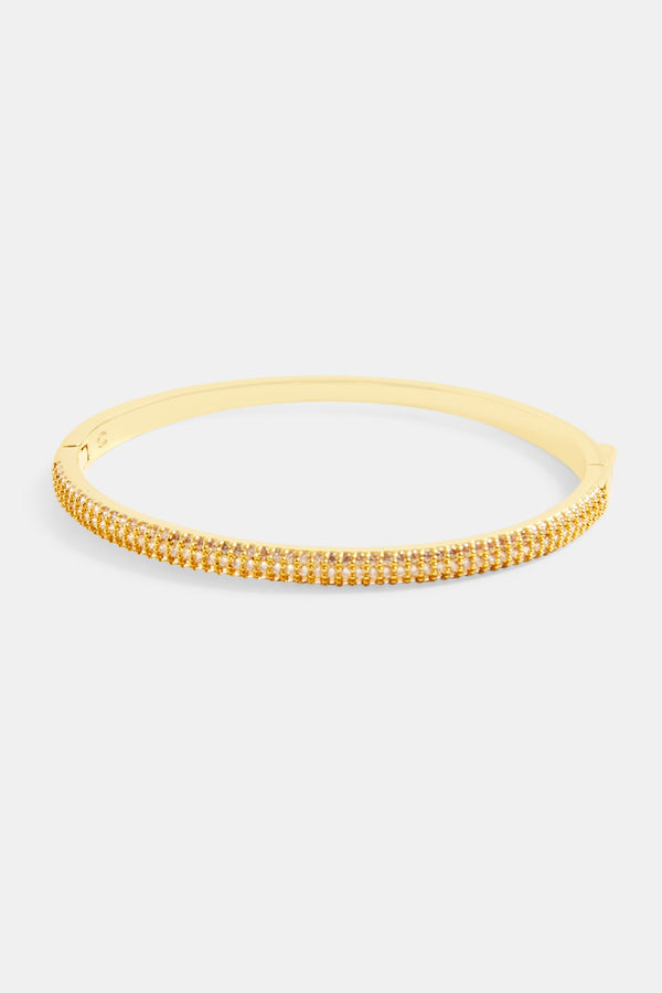 4mm Gold Plated Iced CZ Pave Band Bangle