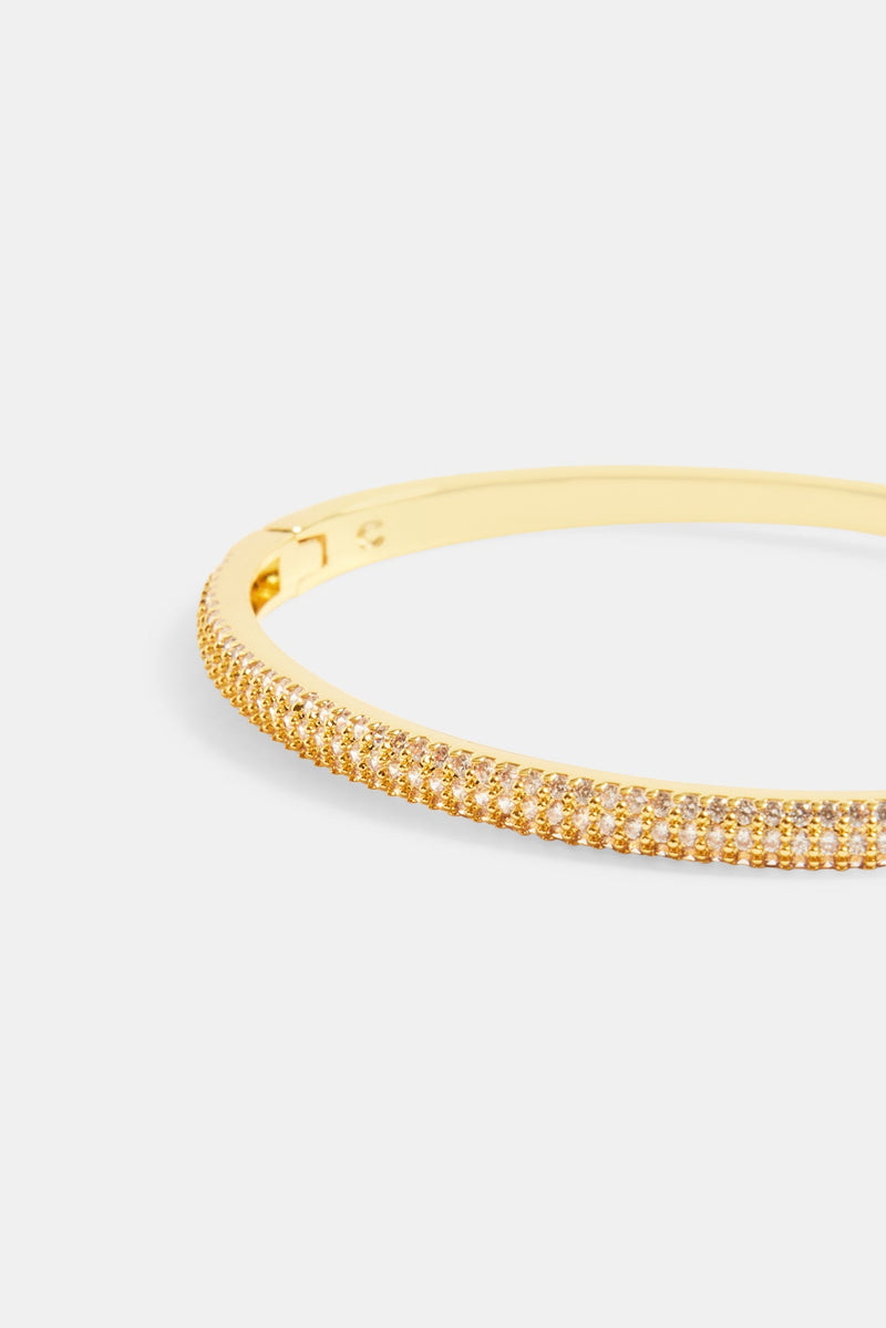 4mm Gold Plated Iced CZ Pave Band Bangle