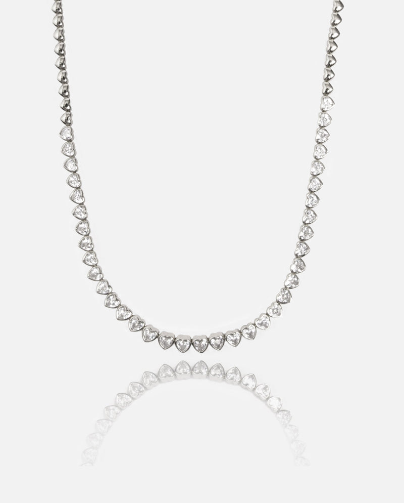 4mm Heart Necklace - White Gold - Cernucci