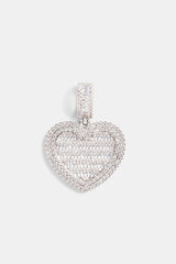 Iced 50mm CZ Baguette Heart Pendant