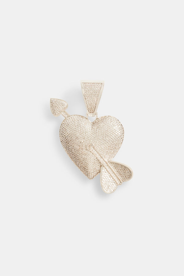 50mm Iced CZ Cupid Heart Pendant
