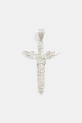 Large 50mm Iced CZ Pave Sword Pendant