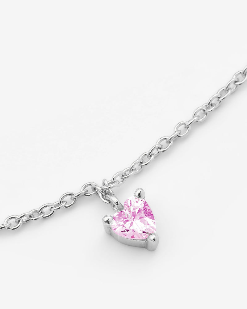 5 Heart Pink Stones Necklace