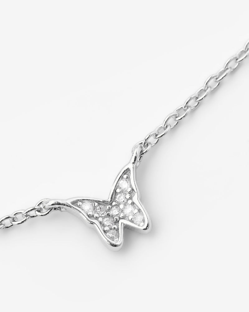 5 Iced Butterfly Necklace - White Gold