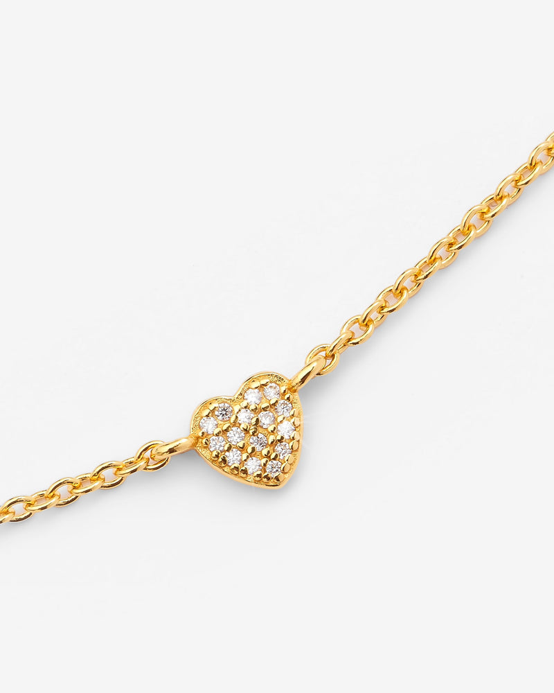 5 Iced Heart Necklace - Gold