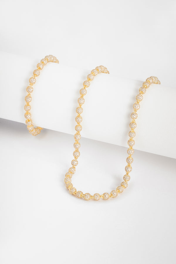 5mm Iced Ball Chain + Bracelet Bundle - Gold