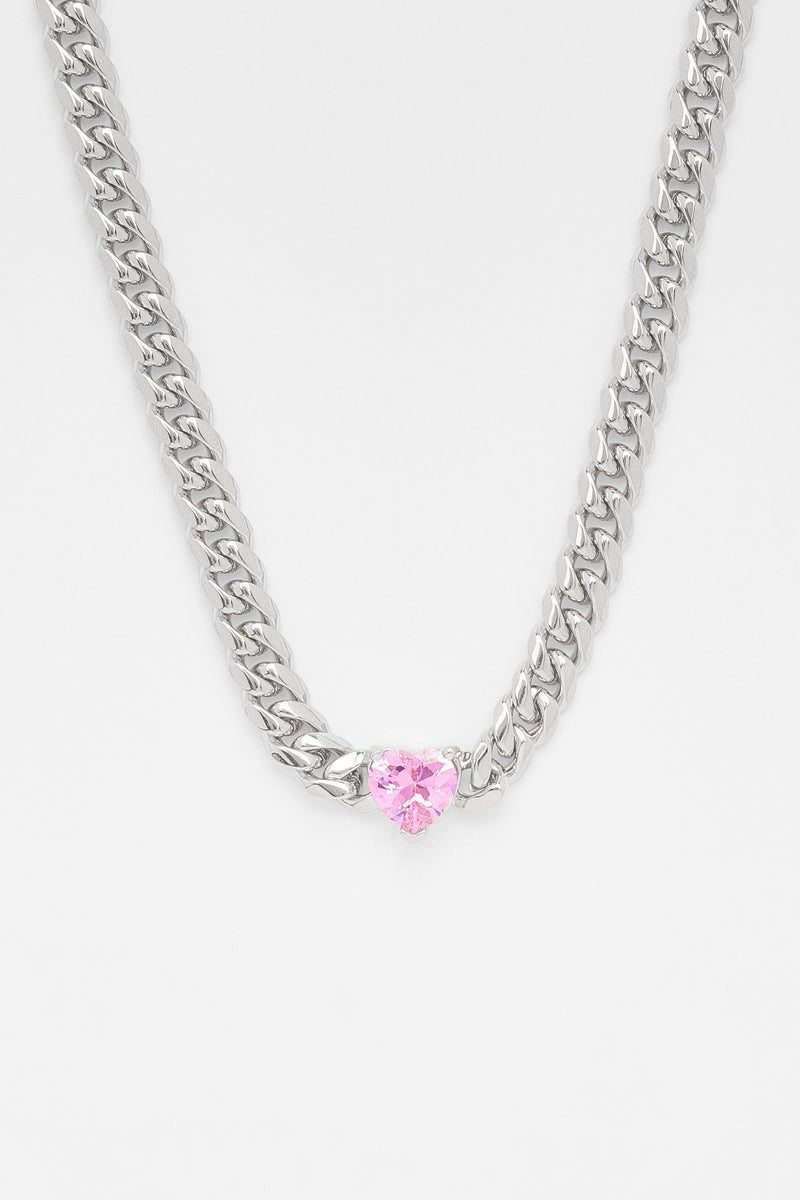 5mm Cuban Chain With Heart Stone