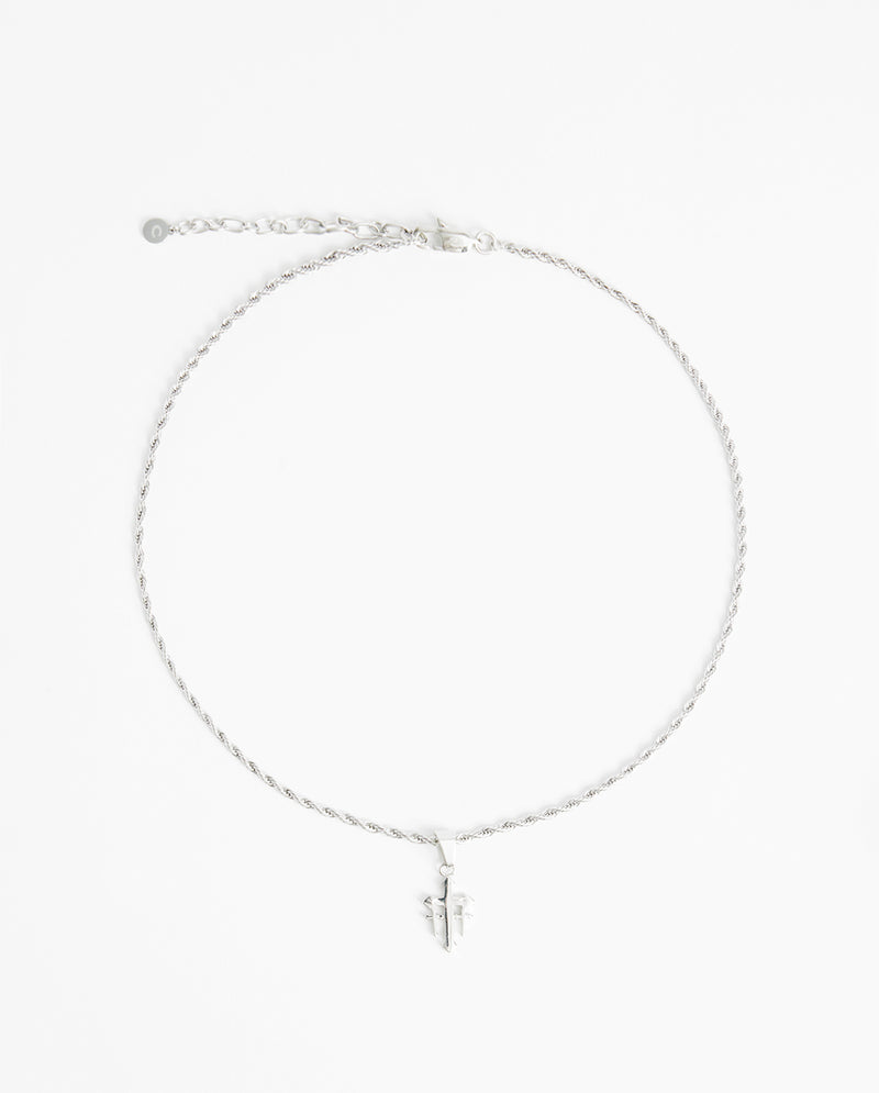 5mm Cross Necklace - White Gold