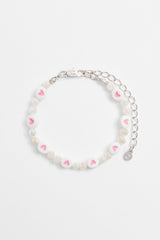 5mm Freshwater Pearl & Heart Bead Bracelet