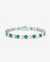 5mm White & Green Heart Tennis Link Bracelet