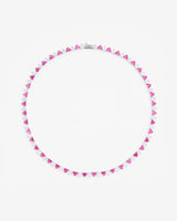 5mm White & Pink Heart Tennis Link Chain