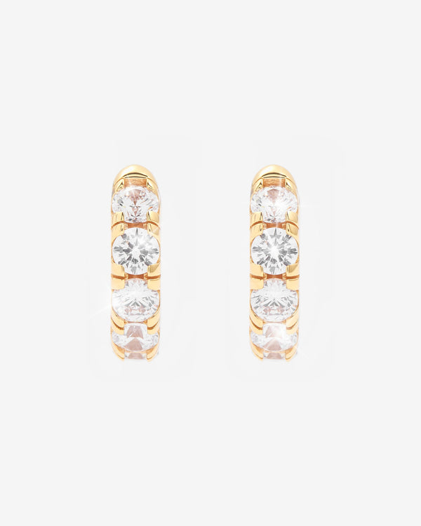 5mm Iced Hoop Earrings - Gold