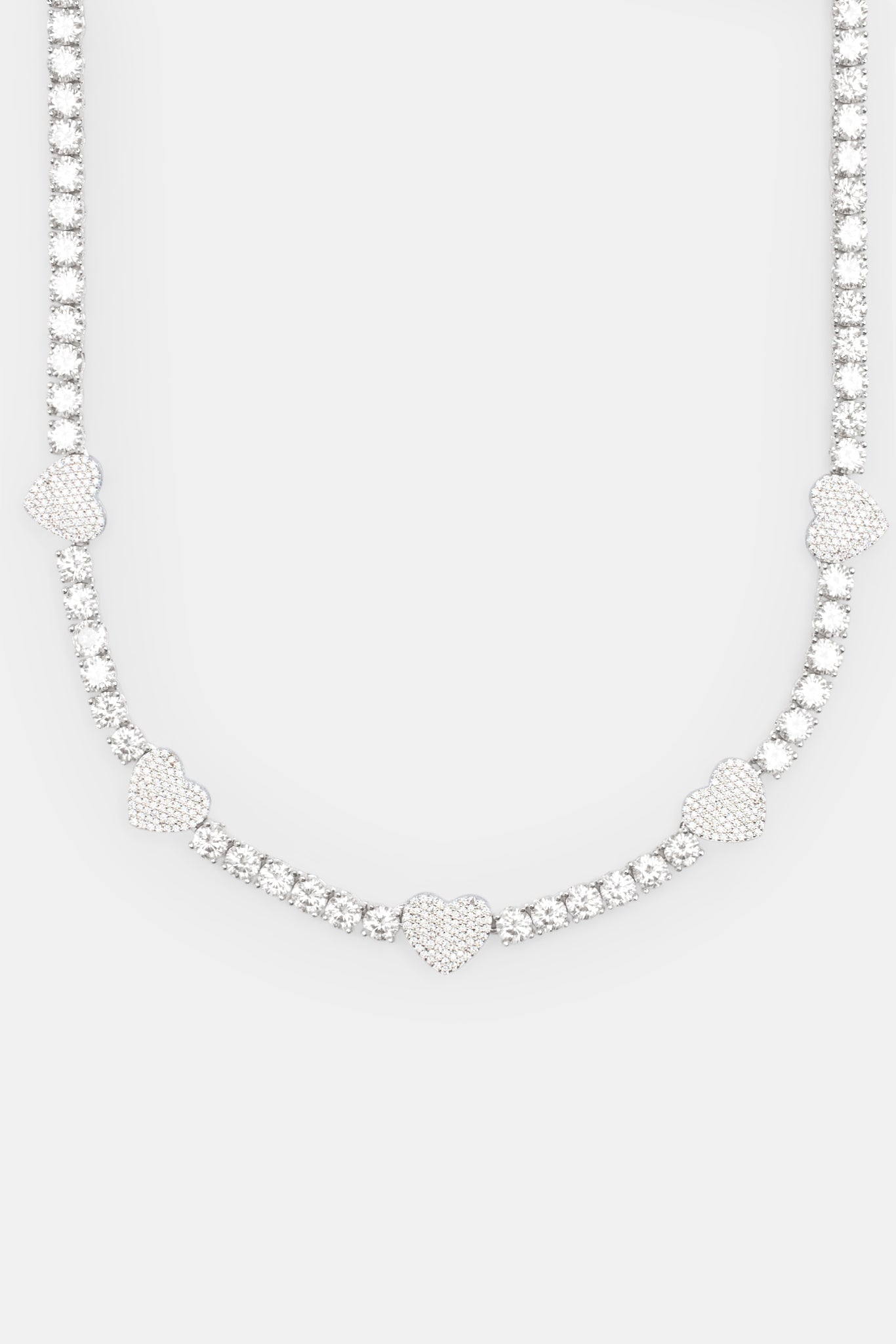 5mm Iced Cz Heart Tennis Necklace