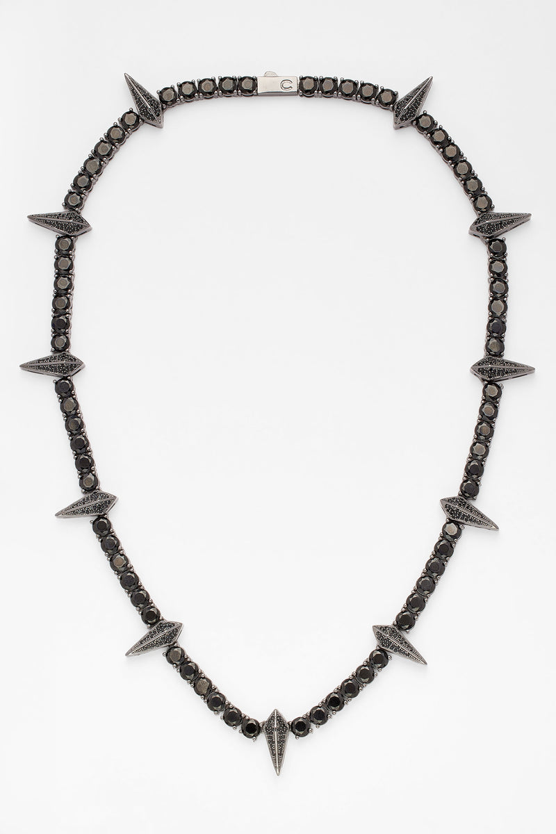 5mm Pave Spike Tennis Chain - Black