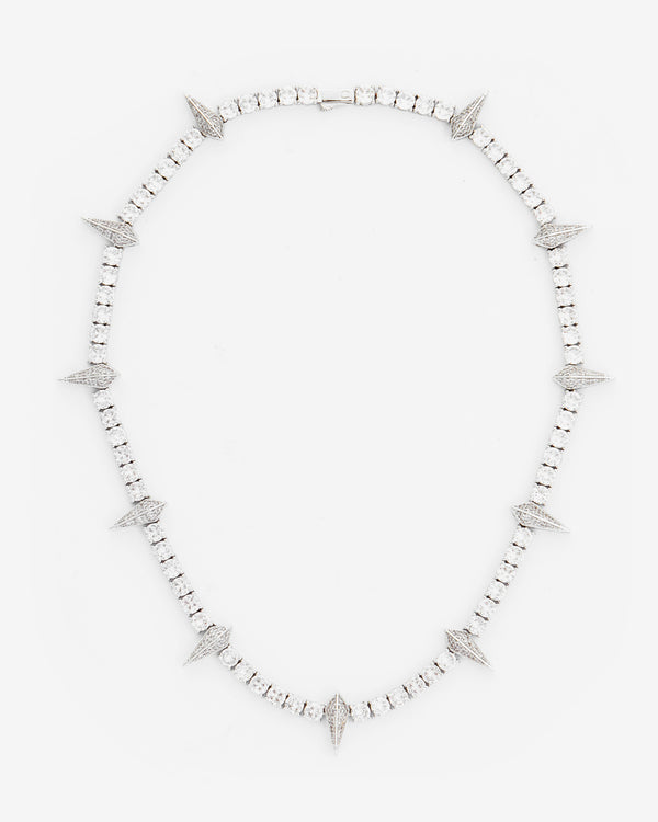 5mm Pave Spike Tennis Chain - White Gold