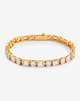 5mm Round & Rectangular Tennis Bracelet - Gold