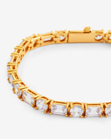 5mm Round & Rectangular Tennis Bracelet - Gold