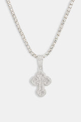 35mm Iced CZ Rounded Cross Pendant