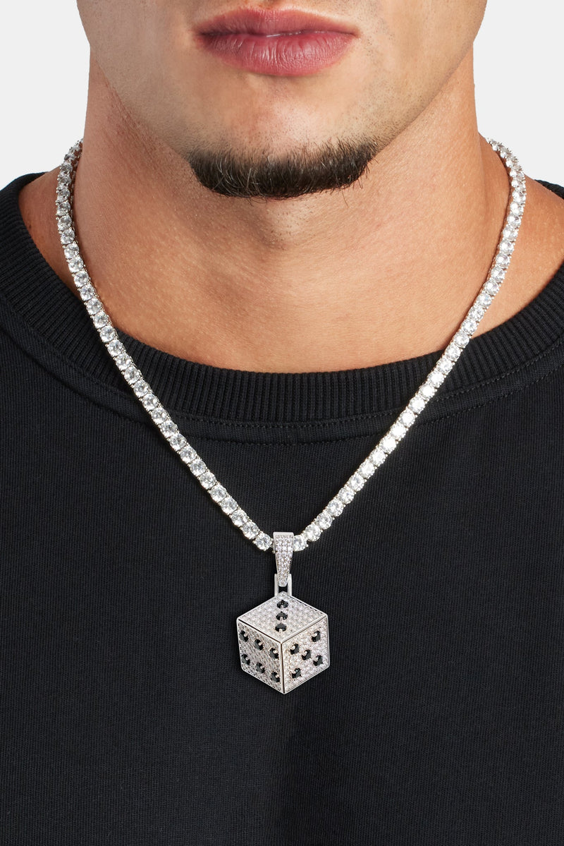 20mm Iced CZ Dice Pendant