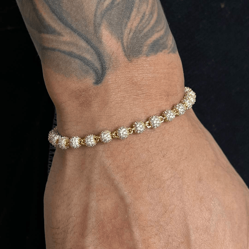 5mm Iced Ball Bracelet - Gold - Cernucci