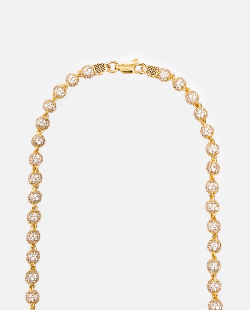 5mm Iced Ball Chain - Gold - Cernucci