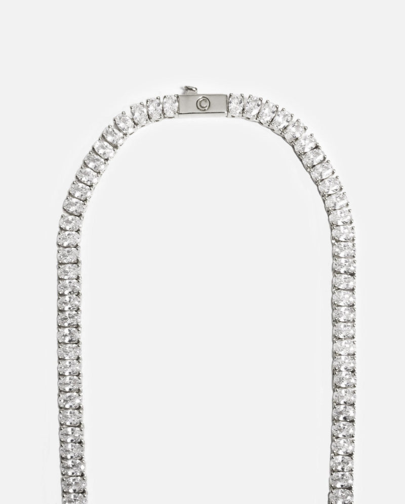 5mm Oval Tennis Chain - White Gold - Cernucci