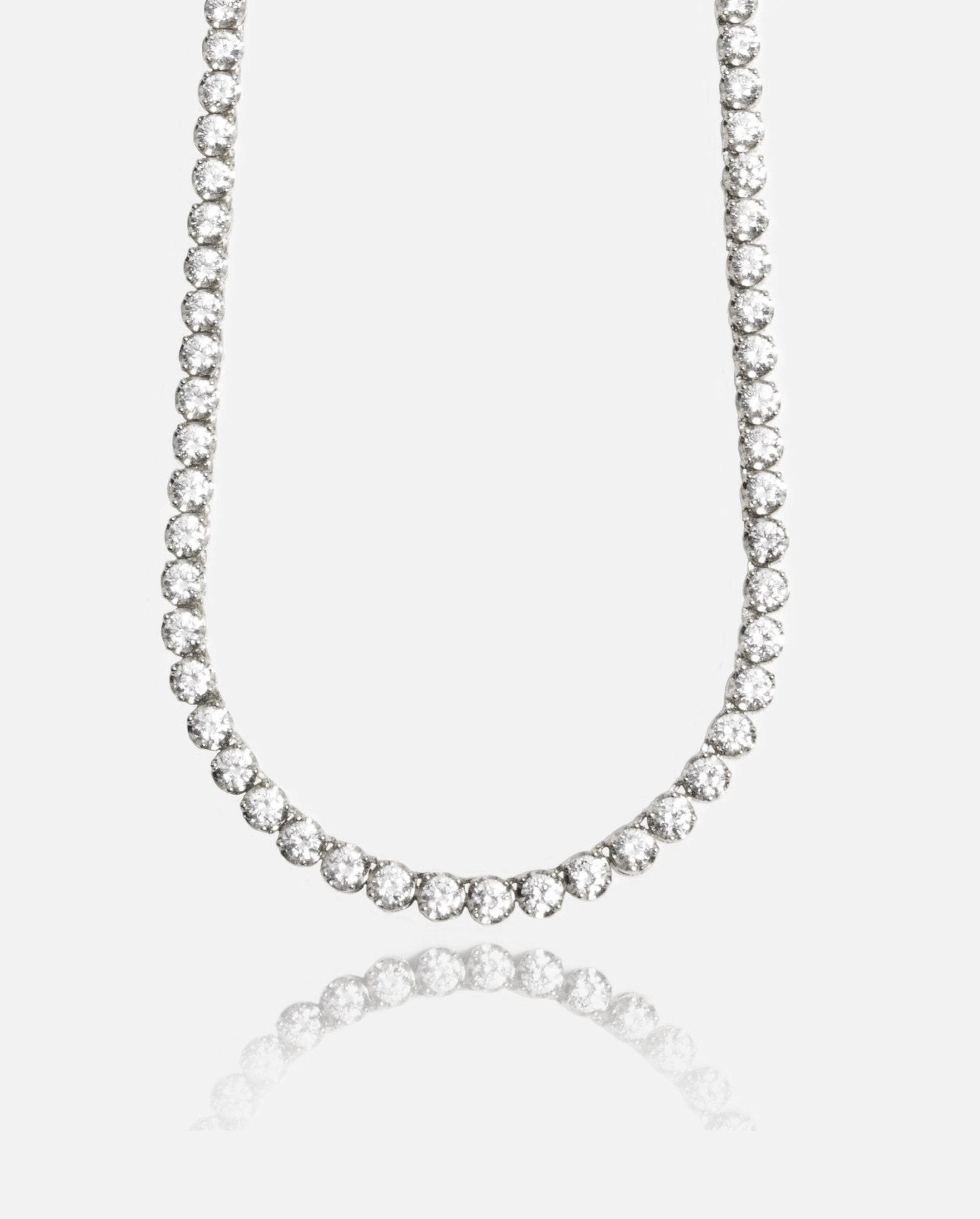 5mm Round Tennis Chain - White Gold - Cernucci