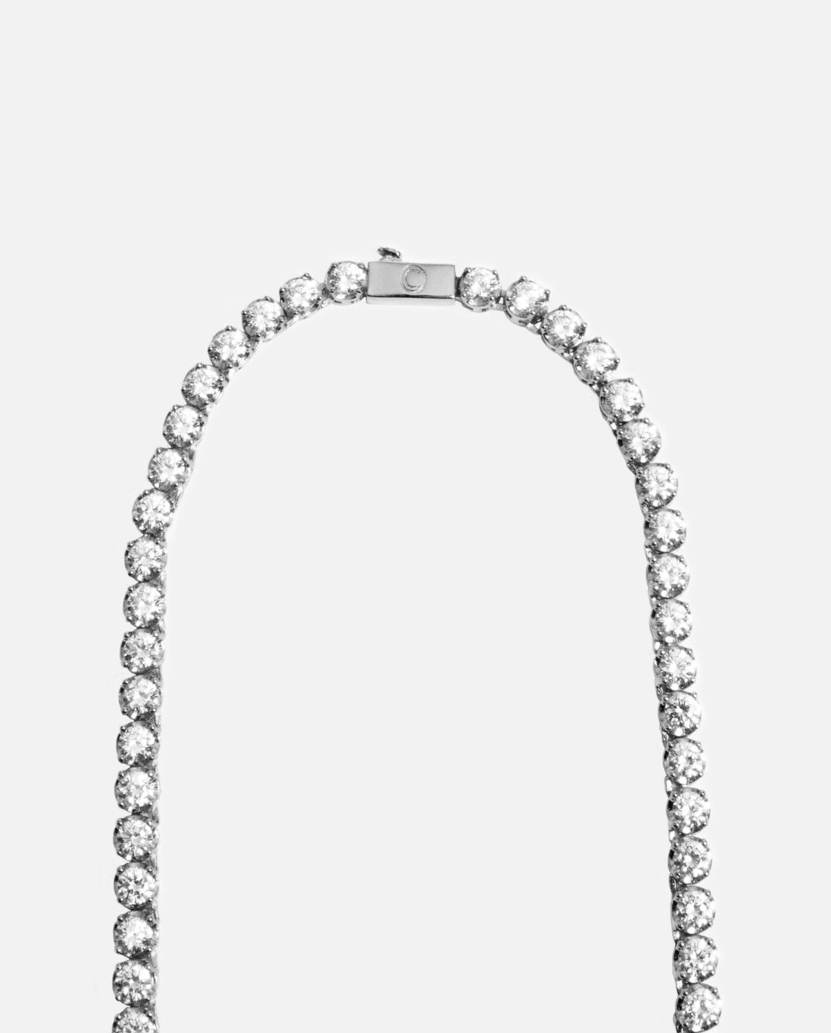 5mm Round Tennis Chain - White Gold - Cernucci
