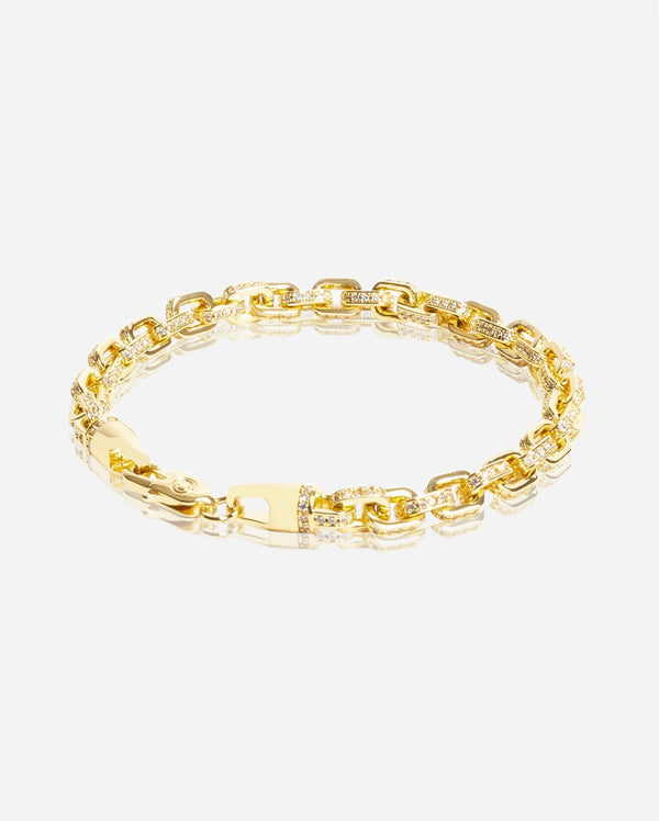 5mm Iced Box Bracelet - Gold