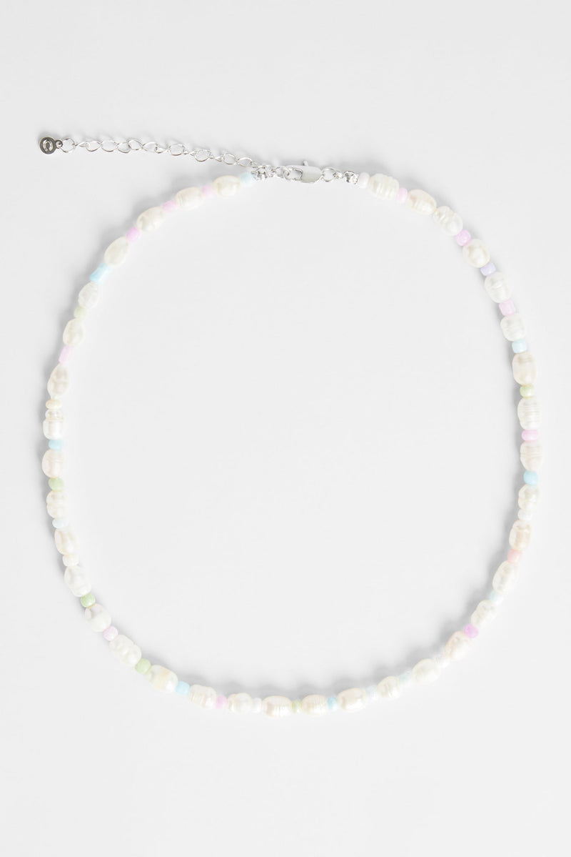 6mm Freshwater Pearl & Pastel Bead Necklace