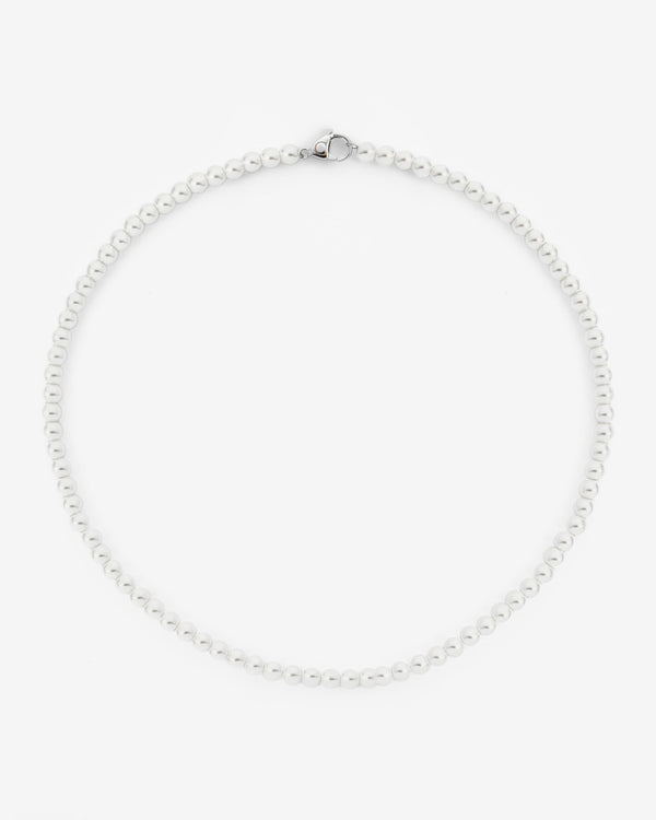 6mm Beaded Pearl Necklace - White