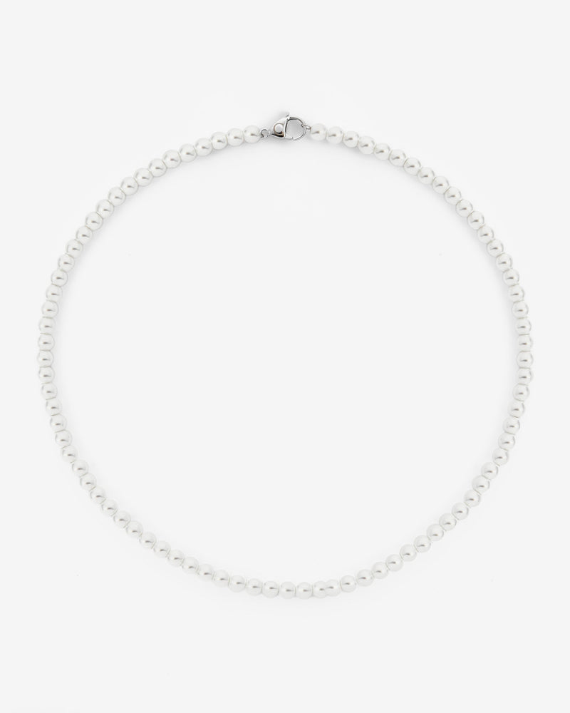 6mm Beaded Pearl Necklace - White