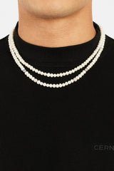 6mm Double Layer Freshwater Pearl & Iced Ball Necklace