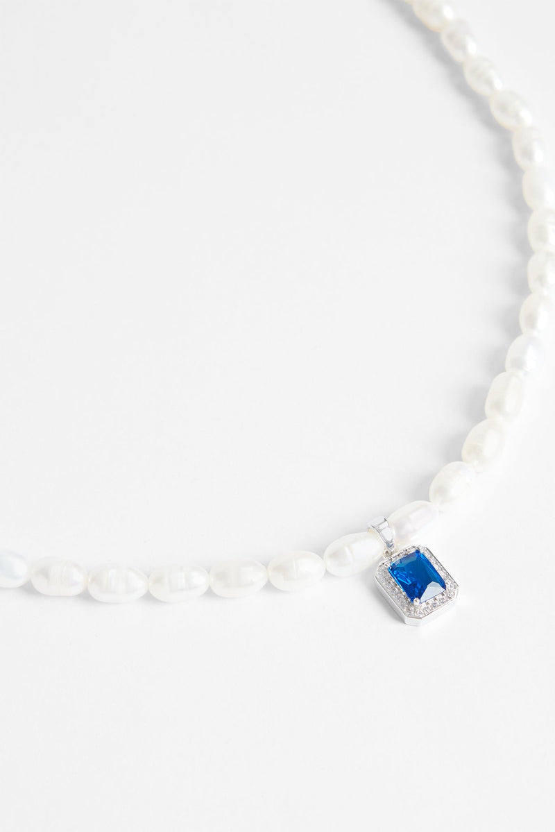 6mm Freshwater Pearl Blue Gemstone Necklace