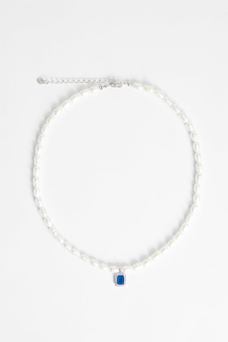 6mm Freshwater Pearl Blue Gemstone Necklace