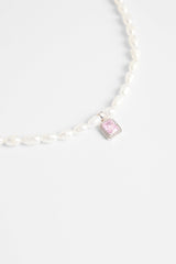 6mm Freshwater Pearl & Pink Gemstone Necklace