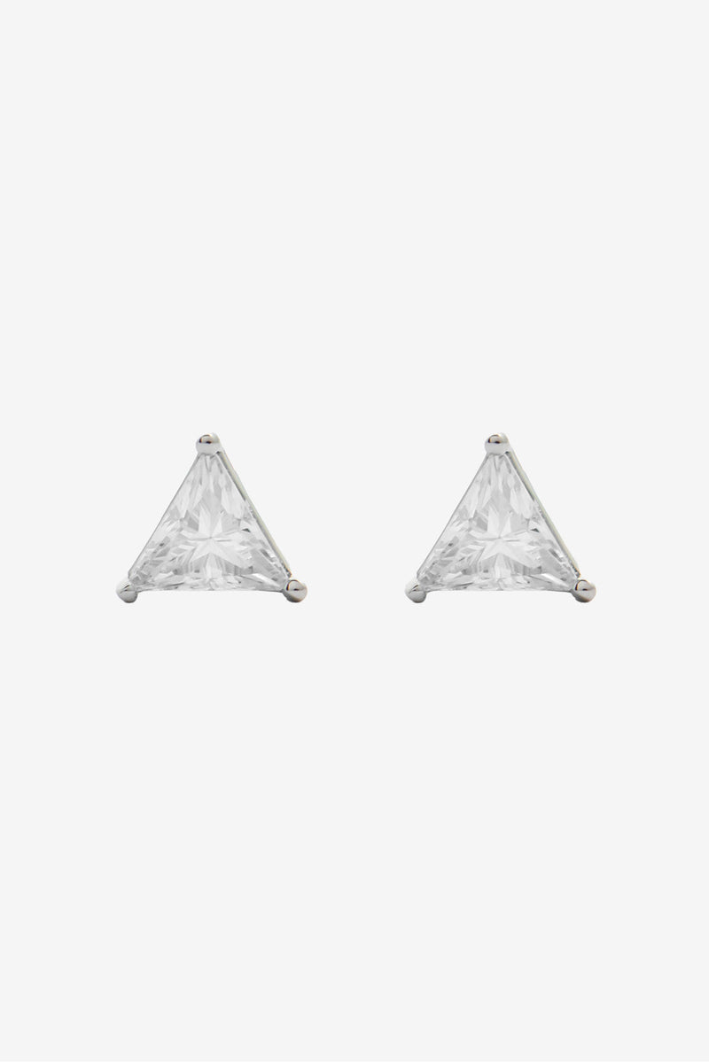 6mm Iced Clear Triangle Stud Earrings