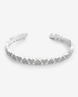 6mm Iced Repeating Heart Bangle - White Gold